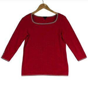 Talbots Pullover Sweater Womens Small Red‎ 3/4 Sleeve Sweater Classic Capsule
